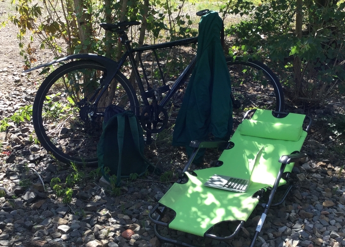 bike and chair in the park