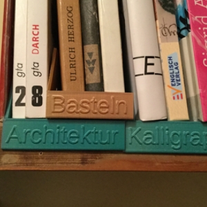photo of library-like shelf labeling